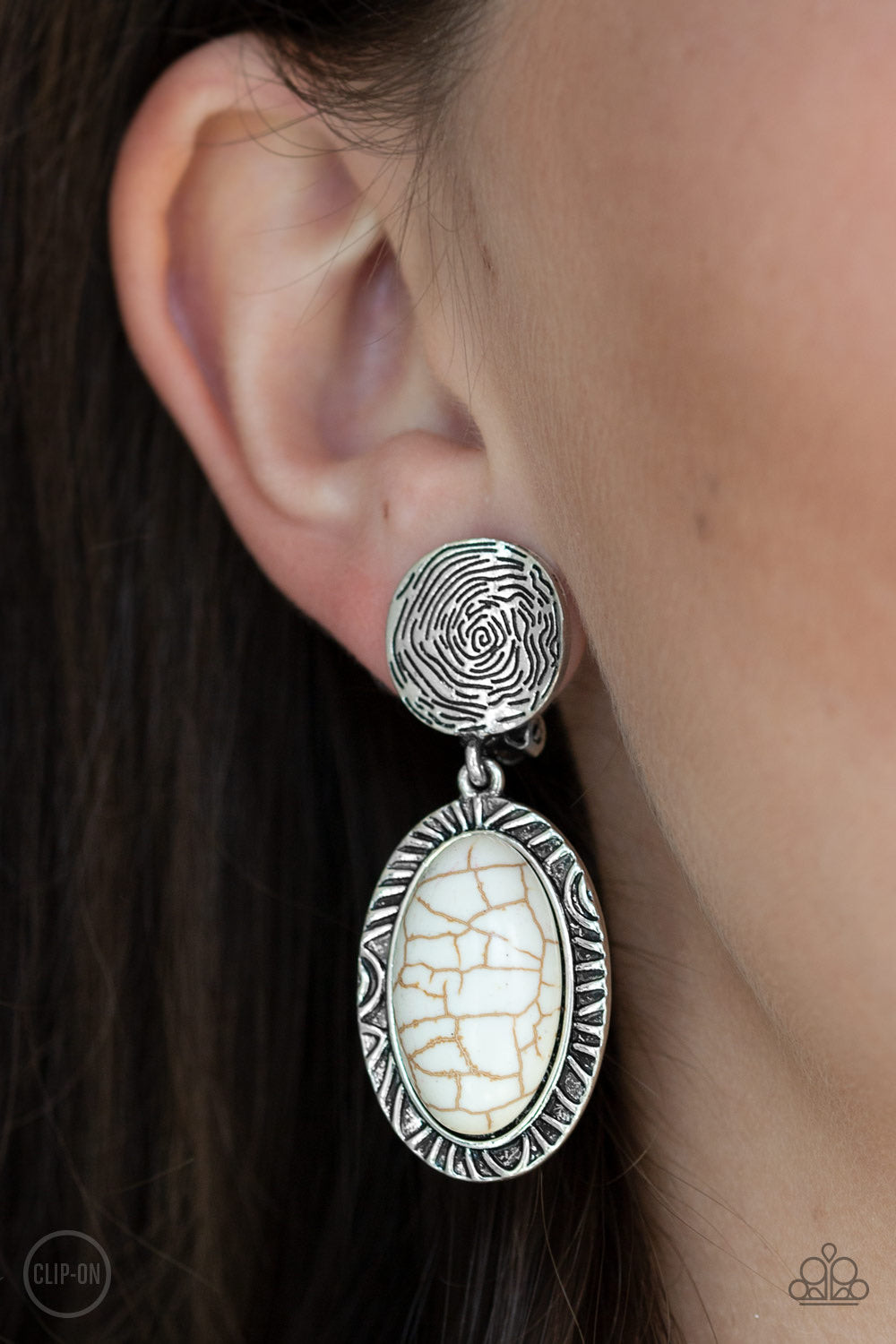 Southern Impressions White Clip-On-Earrings